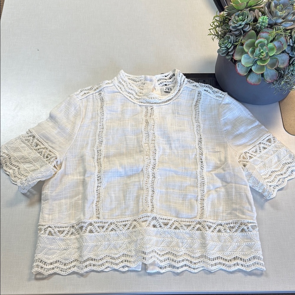 Zara Cream Lace Top